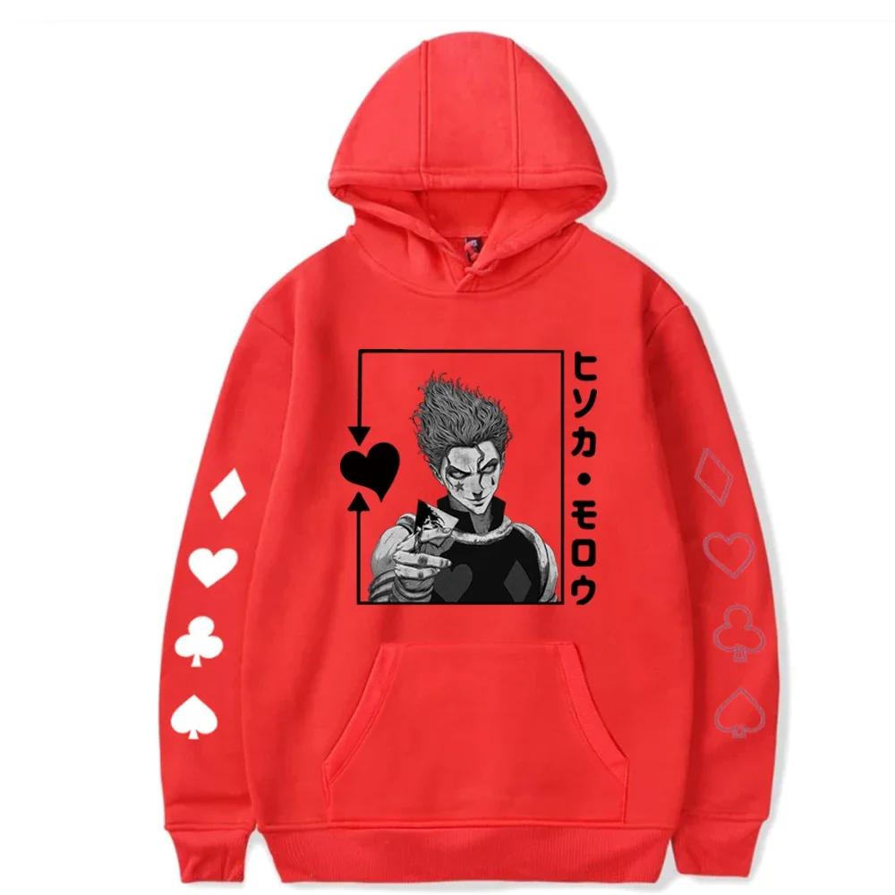 Hisoka Hunter X Hunter Anime Hoodie Harajuku Manga Spaß Schwarz-Weiß-Muster Neutrale Mode Streetwear Oversized Sportoberteil