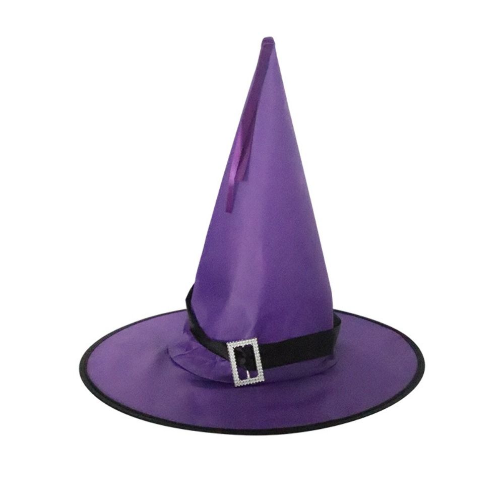 

Pointed Cap Party Supplies Halloween Witch Hat With LED Light Cosplay Accessory Decoration Prop Purple-No light