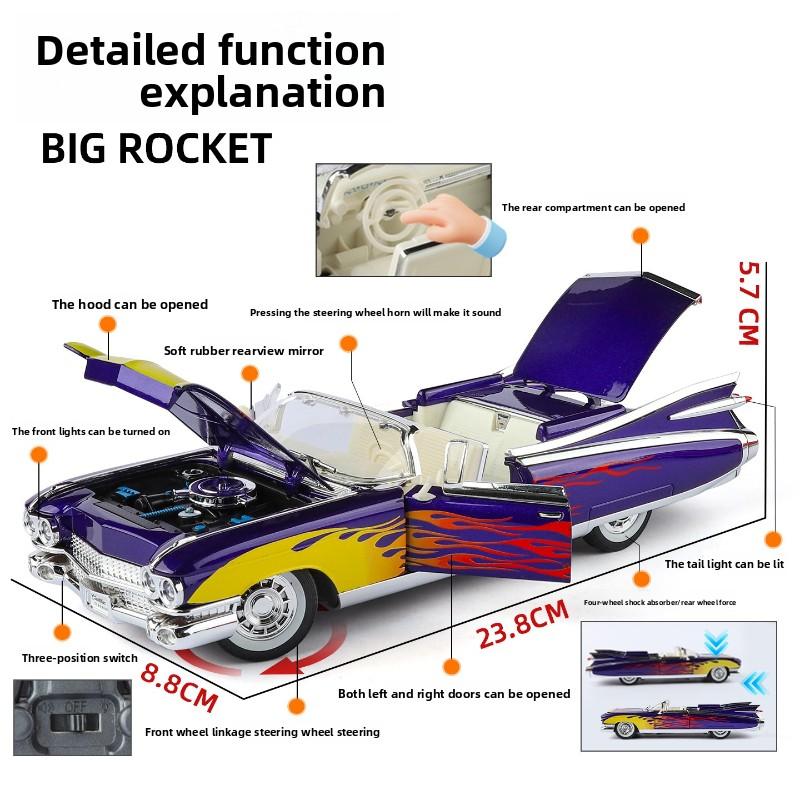 Simulation 1:24 Cadillac Alloy Retro Car Model with Pull-Back Sound and Light Collection Miniature Voiture Home Decor Gift