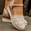 Large size wedge heel women's sandals summer new bag head woven hollow one-word buckle women's sandals