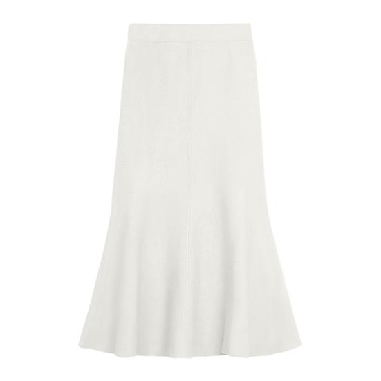 Women Fishtail Skirt High Waist Hip Wrapped Midi Skirt Solid Color Slim Fit Autumn Winter Knitting A-Line Skirt