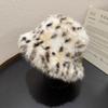 Autumn and winter thickened warm windproof ear protection show face leopard print plush bucket hat female