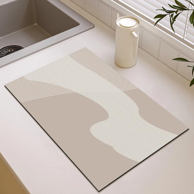 Coffee Dish Drain Pad VelveteenRubber Absorbent Dish Drying Mat Kitchen Bar Drain Pad Quick Dry Placemat Kitchen Accessories