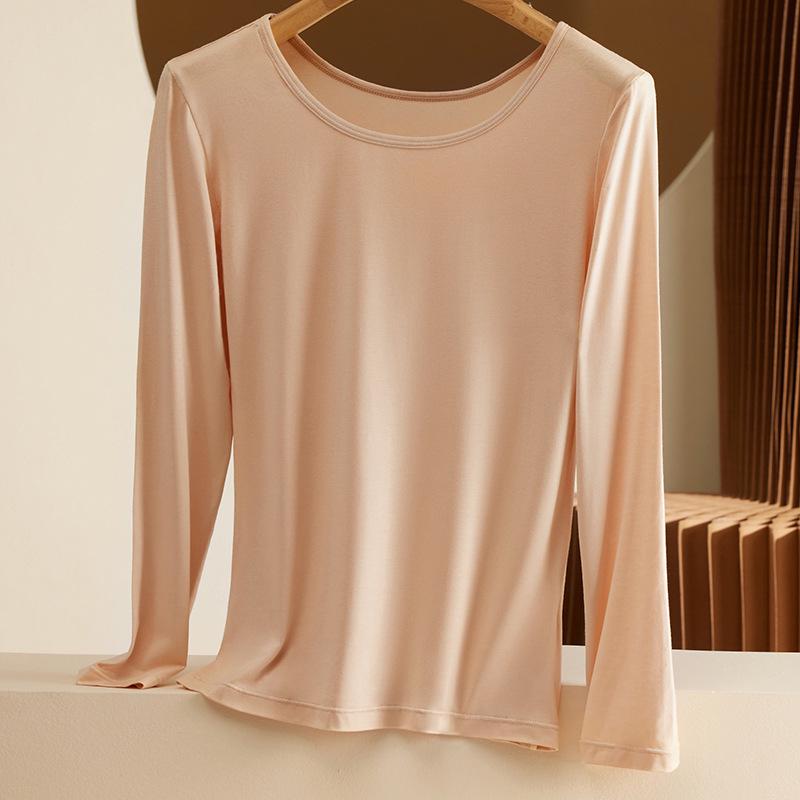 Women's Modal Long Sleeve Round Neck Top – Thin Autumn/Winter Sweater, Large Size