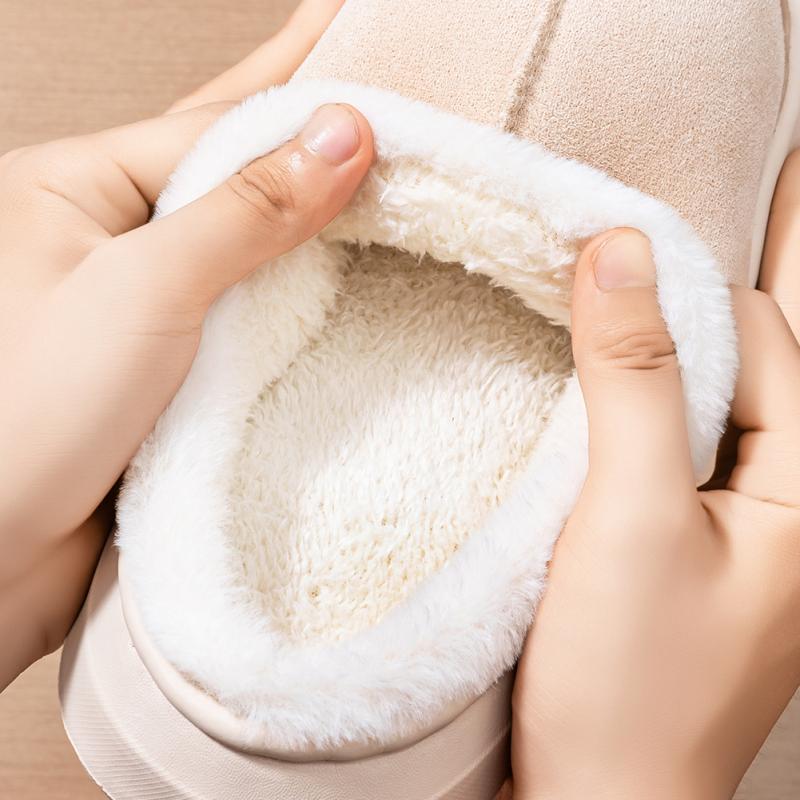 Memory foam slippers women suede platform EVA sole warm home shoes winter non-slip comfortable