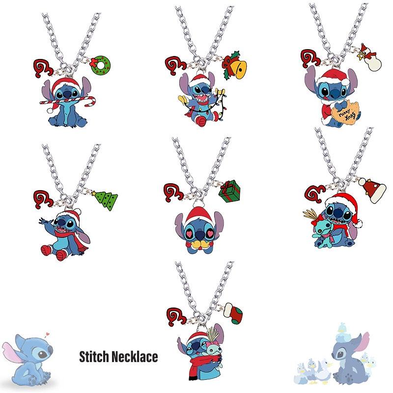 Electroplated Christmas Pendant Cartoon Star Baby Stitch Necklace Anime Peripheral