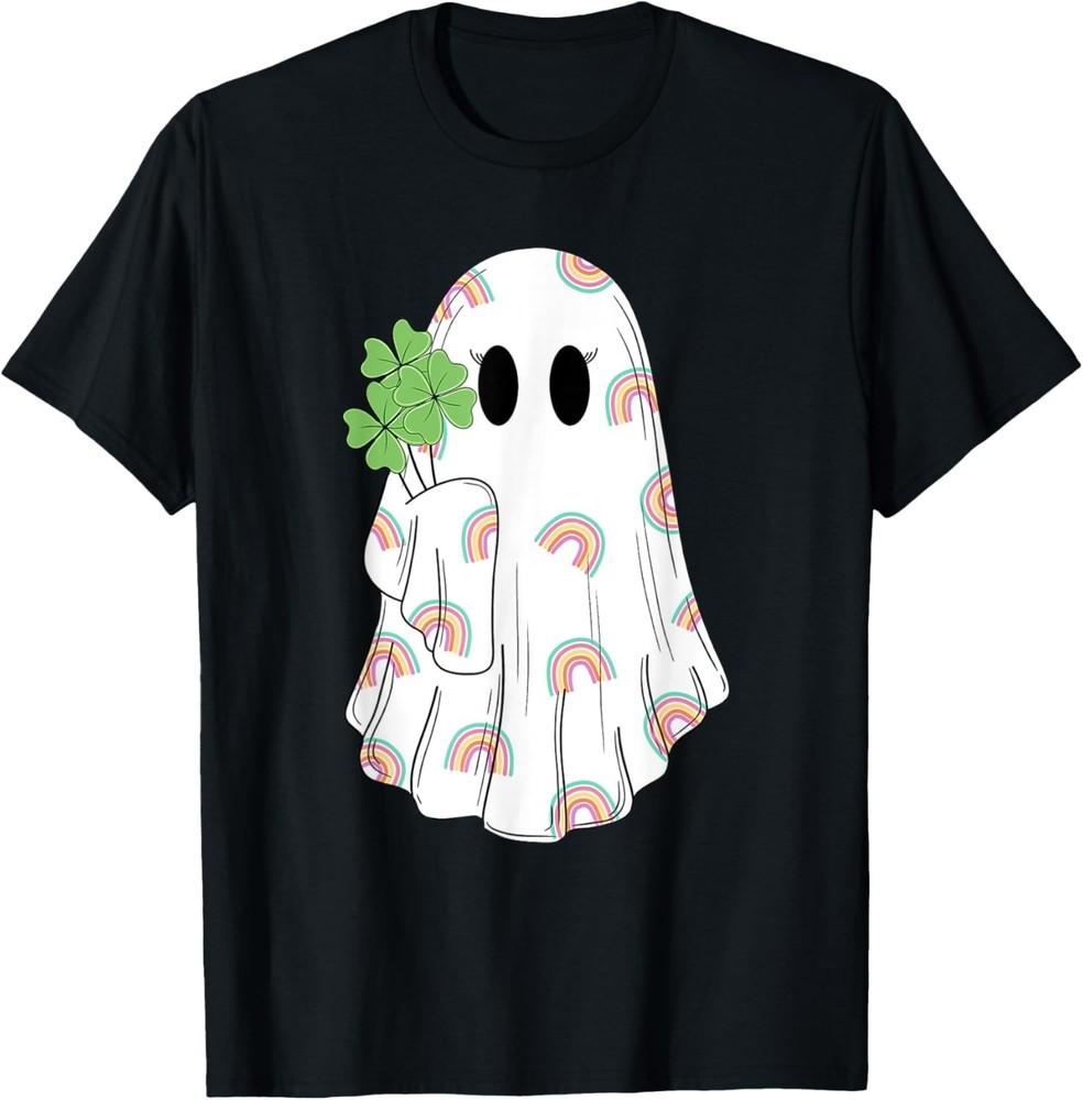 Rainbow Boo Shamrock Ghost St Patrick's Day Spooky Season T-Shirt