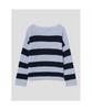 8SECONDS Loose Fit Striped Boat Neck Pullover Blue