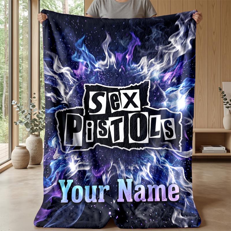 Sex Pistols Custom Flannel Throw Blanket Print Your Name Text Soft Warm Blanket Holiday Present