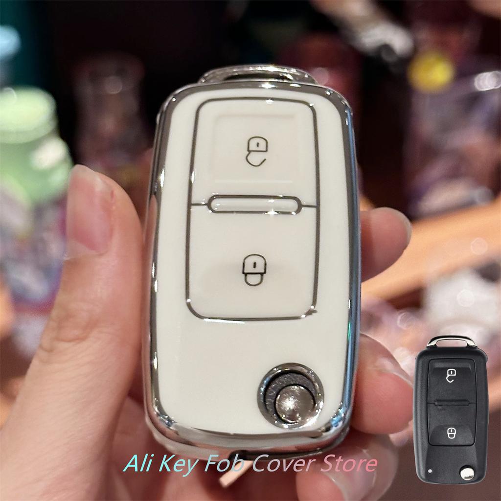 Key Fob Cover with Keyring Keychain Lanyard for VW MK4 Bora Golf 4 5 6 Passat Polo Bora Touran