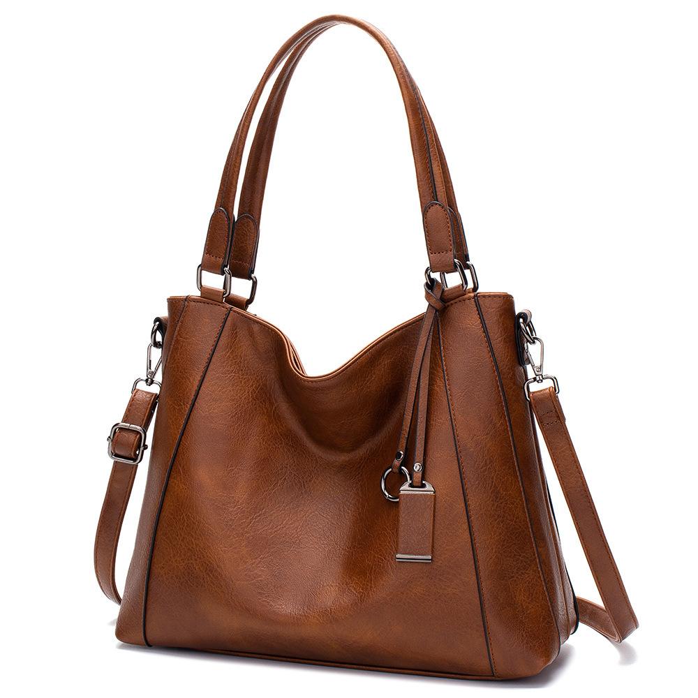 Damen Schultertaschen mit großer Kapazität Mode Lässige Handtasche Vintage PU Leder Umhängetasche Weibliche Reise Shopper Tote