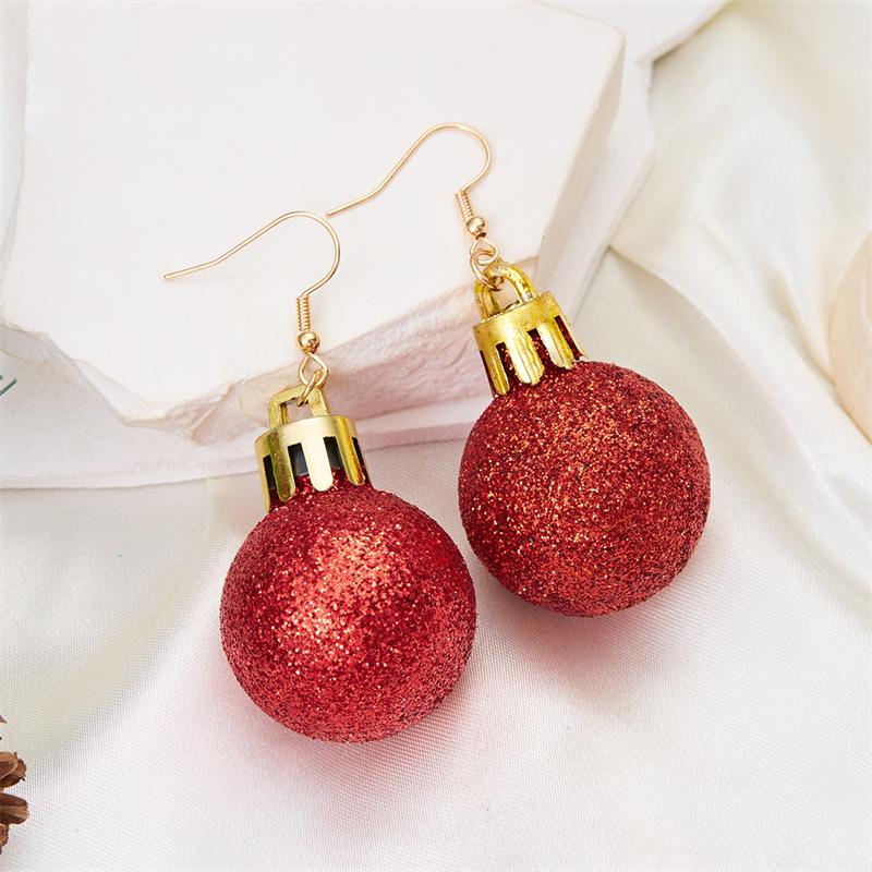 Frohe Weihnachten Bunte Pailletten Kugelform Ohrringe für Damen Grün Rot Damen Kreativer Ohrring Mädchen Neujahrsparty Schmuck
