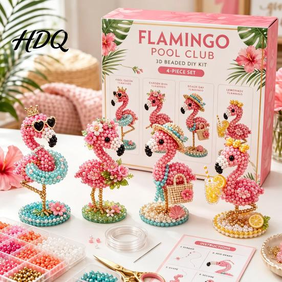 Beaded Dog Figurines 3D Craft Kit DIY Handmade Bead Art Set Cute Miniature Sculpture Cows Birds Mushrooms Beadwork Kit for Beginners Enthusiasts