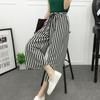 Women High Waist Elastic Striped Culotte Pants With Elegant Wide Leg Flare Design For Casual Wear