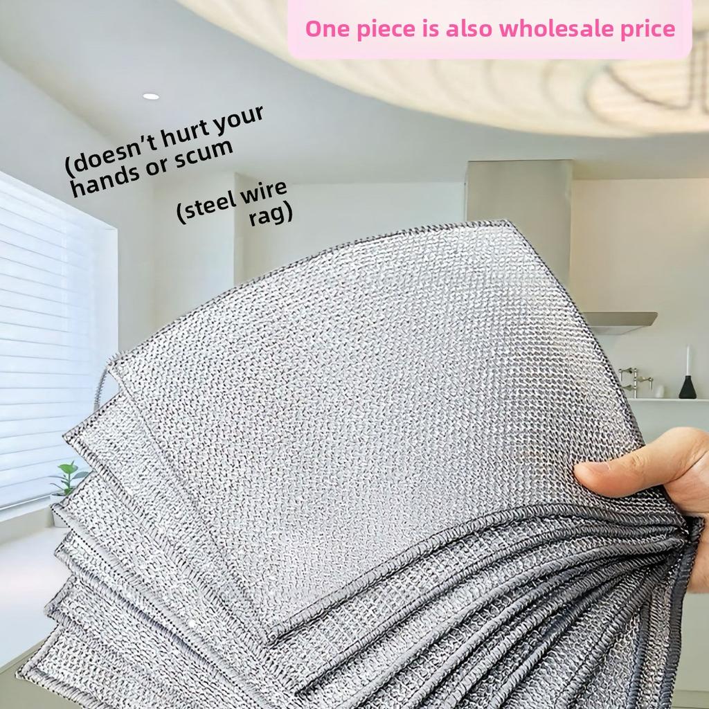 Silver Wire Cleaning Cloth Multipurpose Kitchen Scrubber for Pots, Stoves Dishes