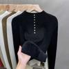 Half Turtleneck Sweater for Women Velvet Bottoming  Autumn Winter New Knitted Trendy Top