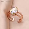 Fashion Egg Shape Oval Crystal Adjustable Rings For Women Wedding Elegant Rose Gold Color Jewelry Fine Gift