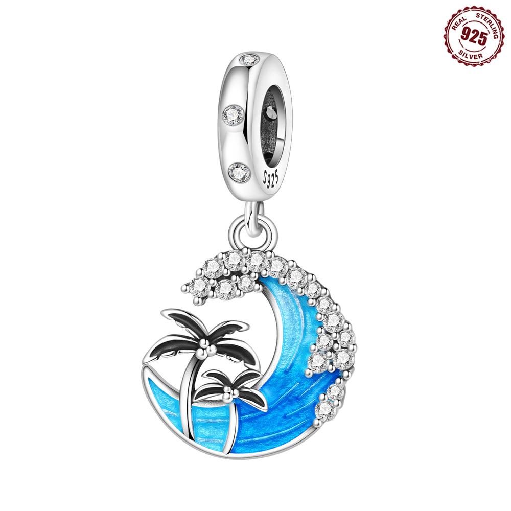 925 Silver Gold Shell Beads Jellyfish Seahorse Dangle Charm Snake Bracelet Necklace Beach Party Gift