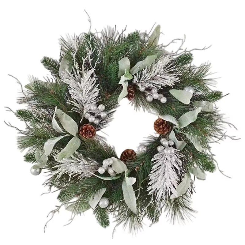 Premium-Realistic Wreath Christmas Pinewreath For Outdoor Window Mantel Artificial Door Holiday Ornament Pine Wreath For Winter