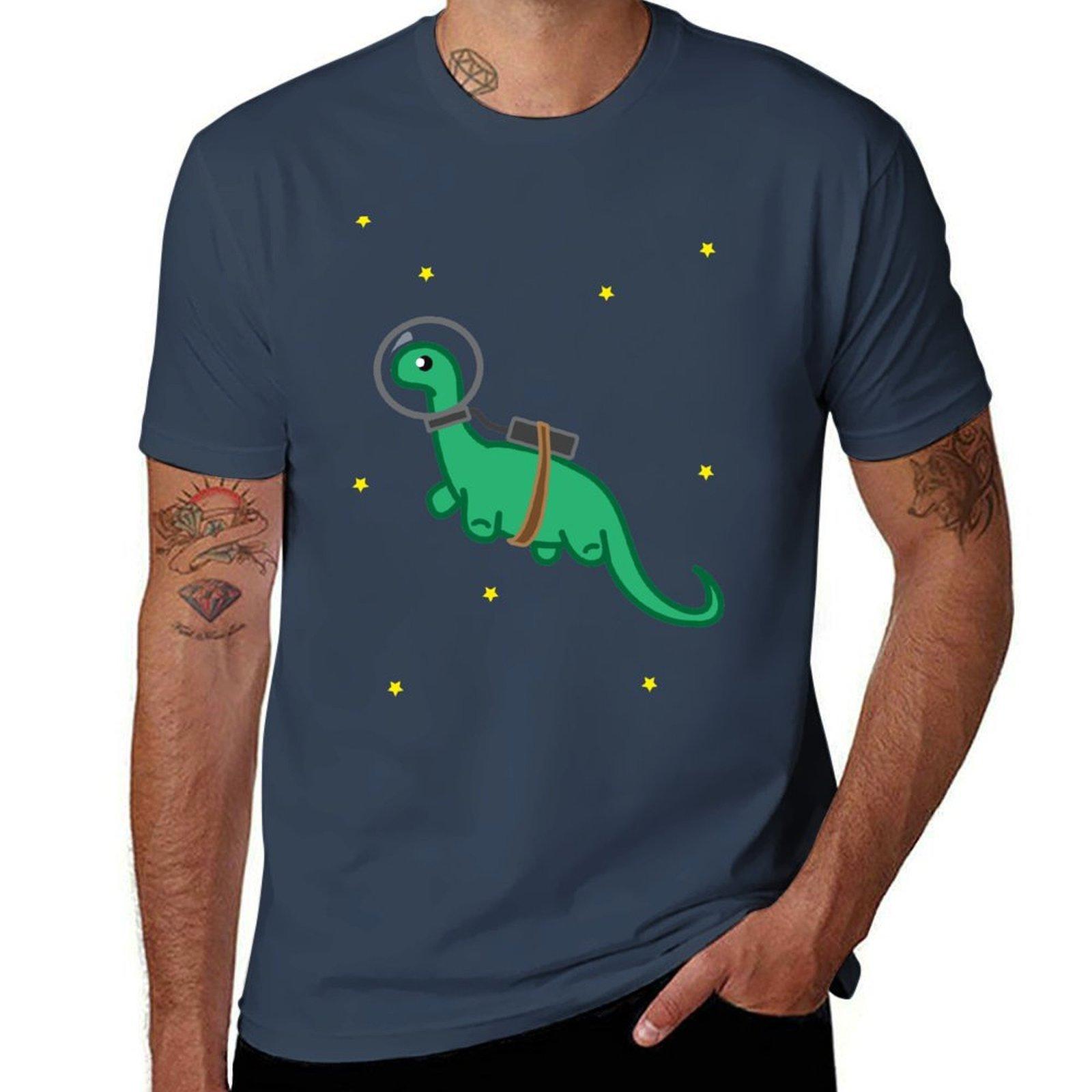 Space Dino TShirt Novelty Print Casual Tee Shirt S