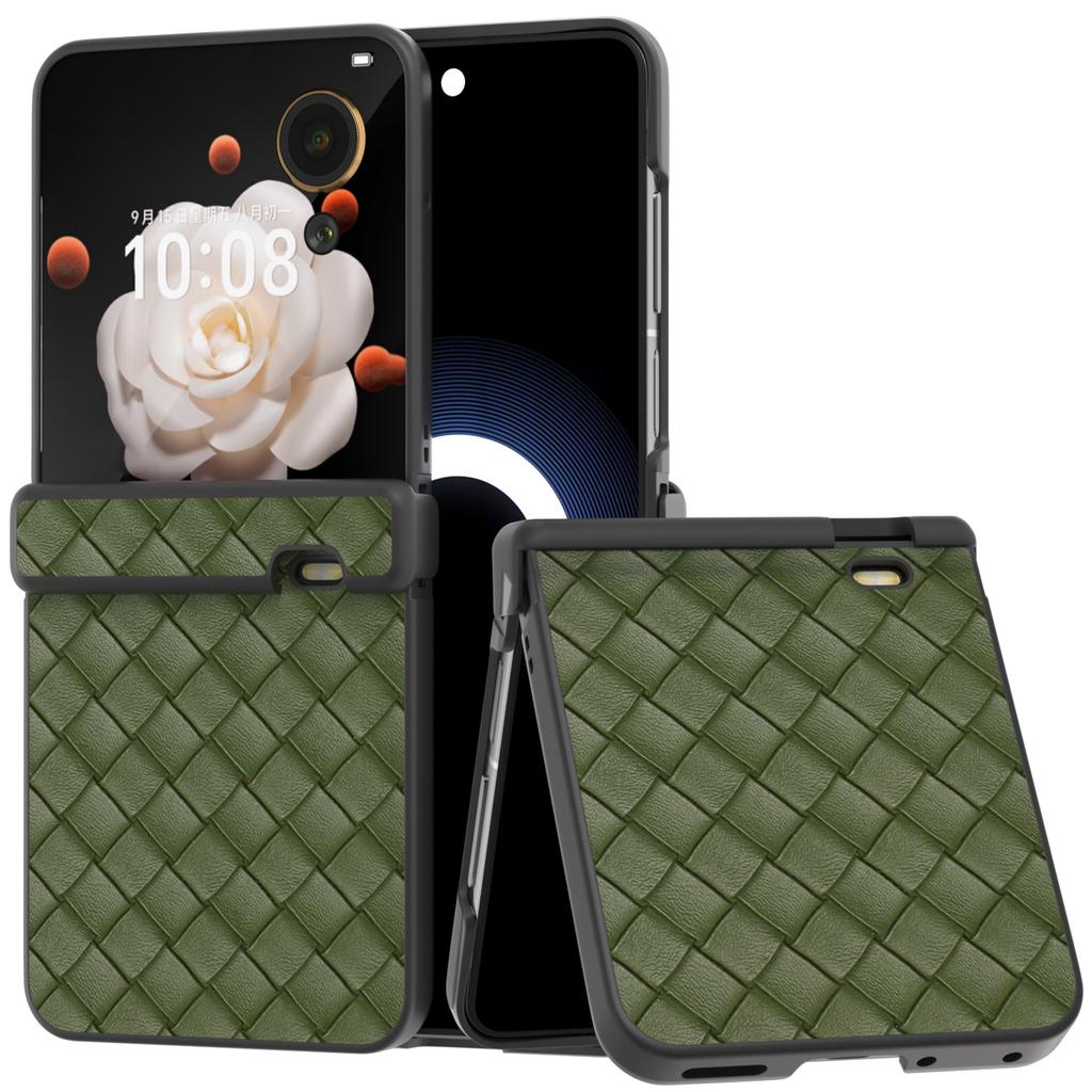 Für Honor Magic V Flip 5G Hülle Scharnierschutz Gewebestruktur Leder+PC Handyhülle