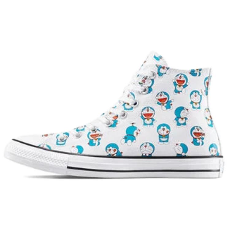 Doraemon X Converse Chuck Taylor All Star High Allover Doraemon Print Unisex Sneakers White Hawaiian-Gold Flamingo A15791C