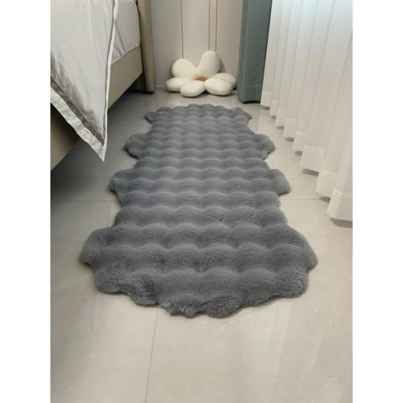 

Luxurious Plush Bubble Fleece Irregular Shaped Area Rug Anti-slip Soft Bedside Floor Mat Faux Fluffy Shaggy Carpet Home Decor 40X60CM сірий колір