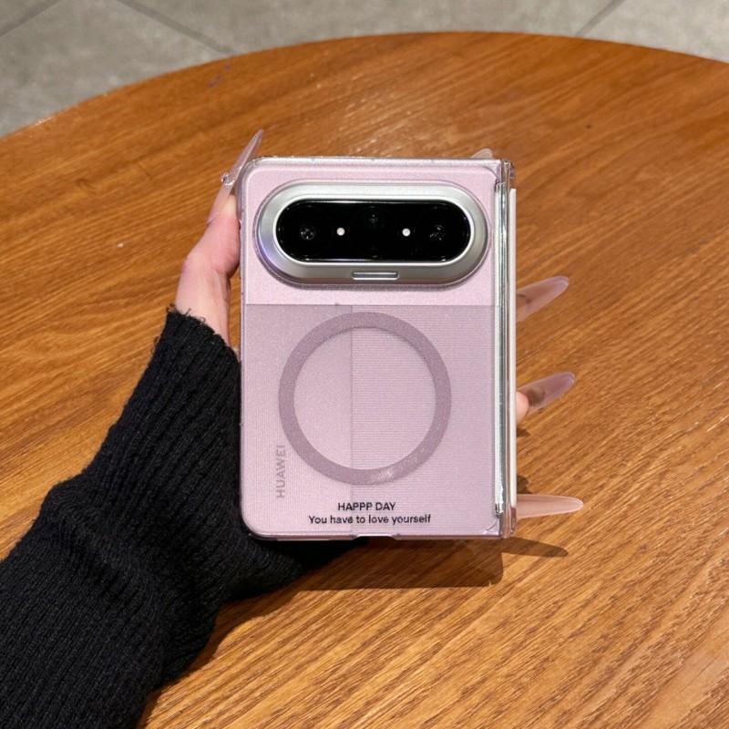 Magnetic Purple Gray Elephant Stand Phone Case Pura X Max Foldable With Shockproof Bumper Chain Strap