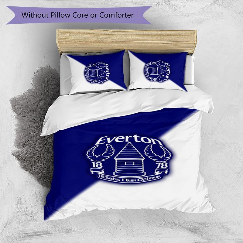 Set Lenzuola Everton Football Stampato 3 Pezzi, Comodo Set Copripiumino per Camera da Letto Amico della Pelle