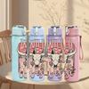 1PC Bull Head Cowboy Badge Vintage Pattern 750ml Color Plastic Sports Water Bottle Leakproof Flip Straw Lid Suitable for Sports Office Home Use