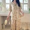Miansilk family pajamas new national style suit loungewear fashionable new Chinese short-sleeved trousers suit thin can be worn outside