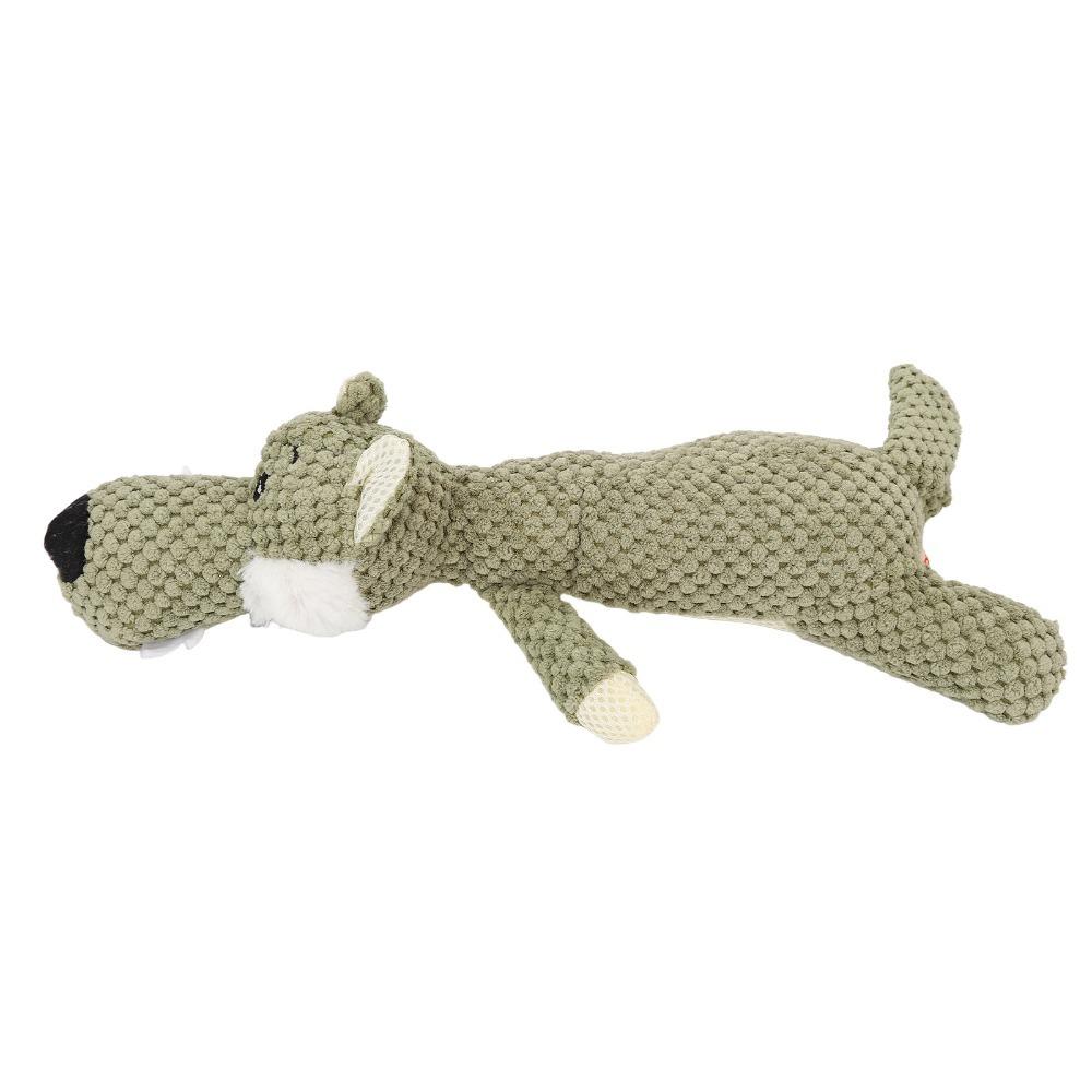 Lying Wolf Outline Plush Dog Chew Toy Interactive Pet Play Doll Teething Puppy Breeds