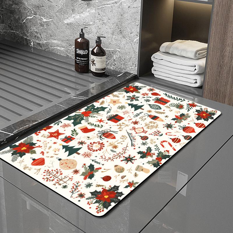 SANFAN Customizable Christmas Multipurpose Floor Mat Doorway Bath Mat Kitchen Mat