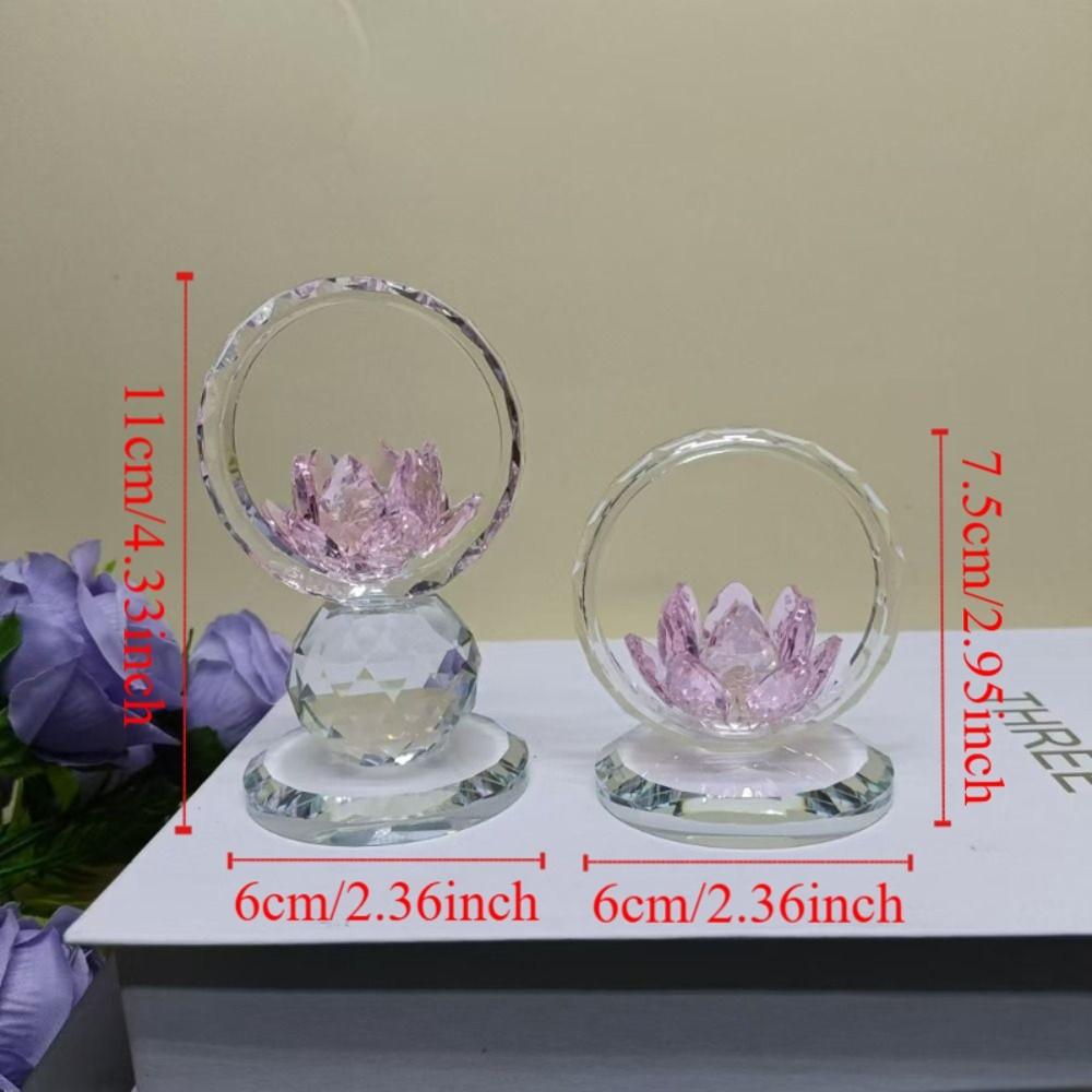 Reflection Effect Lotus Flower Figurine Stable Base Clear Lotus Flower Collectible  Home Decor
