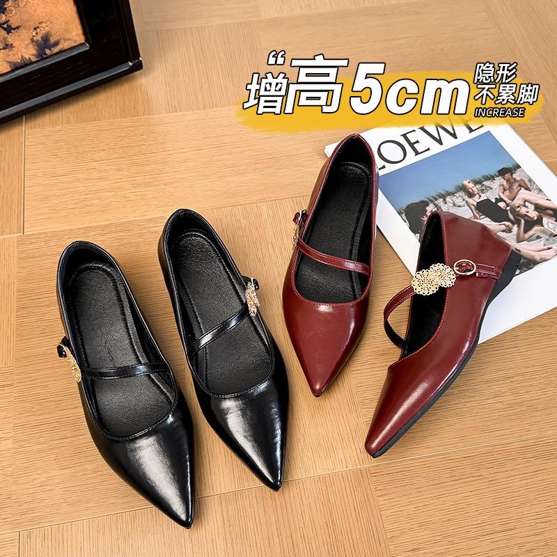 Pointed single shoes women's new autumn beanie shoes shallow mouth Mary Jane women's shoes red shoes stiletto high heels