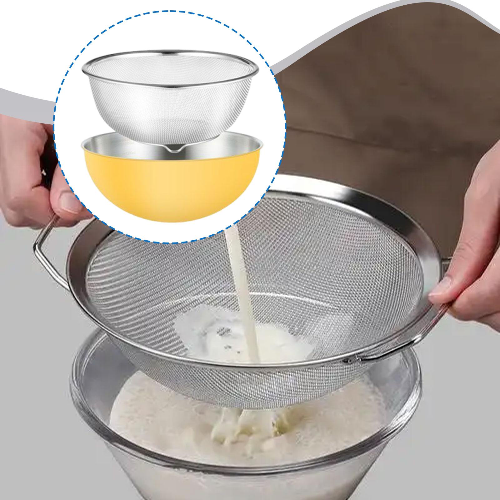 Stainless Steel Colander with Bowl Set Microporous Rice Washer Food Drainer for Pasta Cooking Kitchen Vegetable Washing