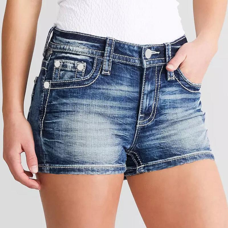 

GMXIA Женские джинсовые шорты узкие вышитые модные джинсовые шорты M темно-синий