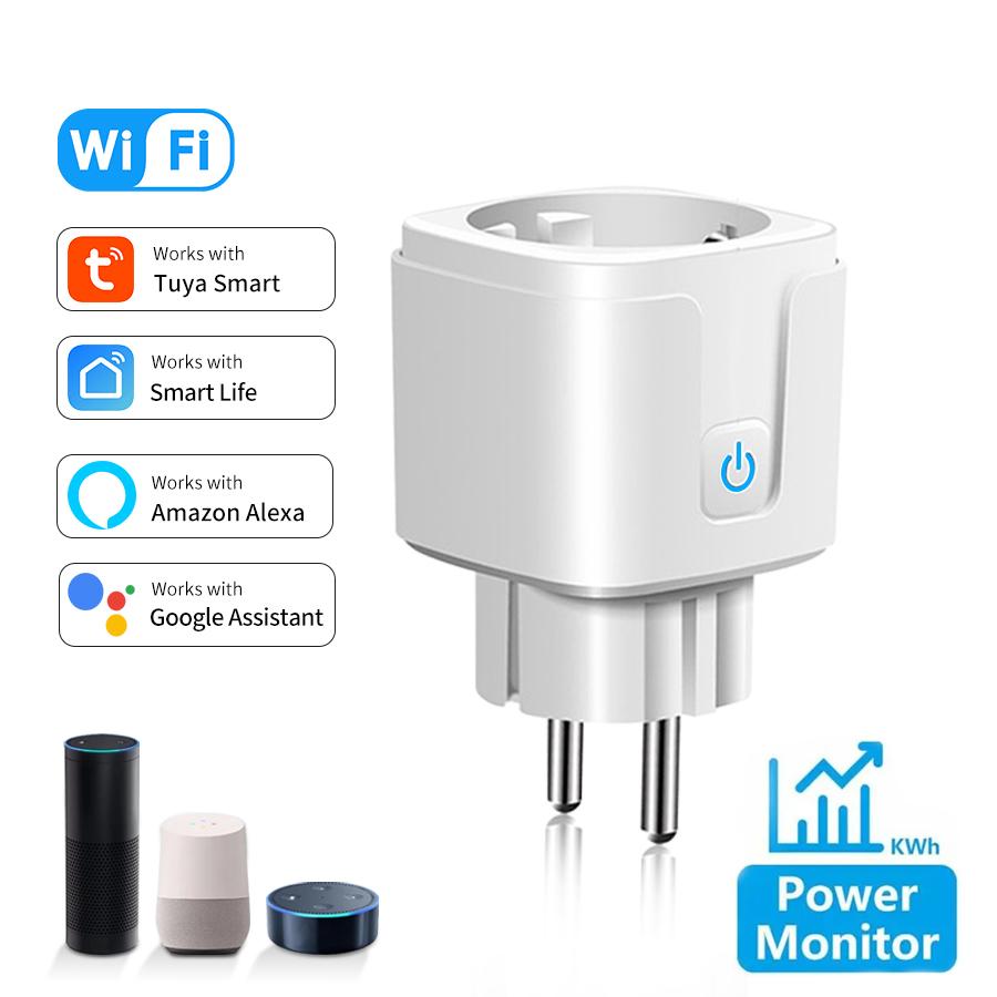 16A Tuya WiFi Smart Plug EU Socket with Power Monitoring Smart Life APP Remote Control Timing Function Support Alexa Google Home