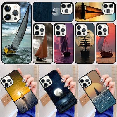 Yacht Sailing Sunset Phone Case Back Cover for iPhone 17 Air 16 15 14 13 11 12 Pro Max Plus Fundas Coque