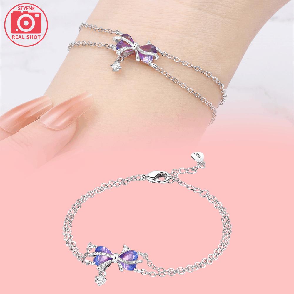 Authentic copper Starry Butterfly Bracelets Blue Zircon Cross Claws Bracelets Women Jewellery Accessory Anniversary Fine Gift