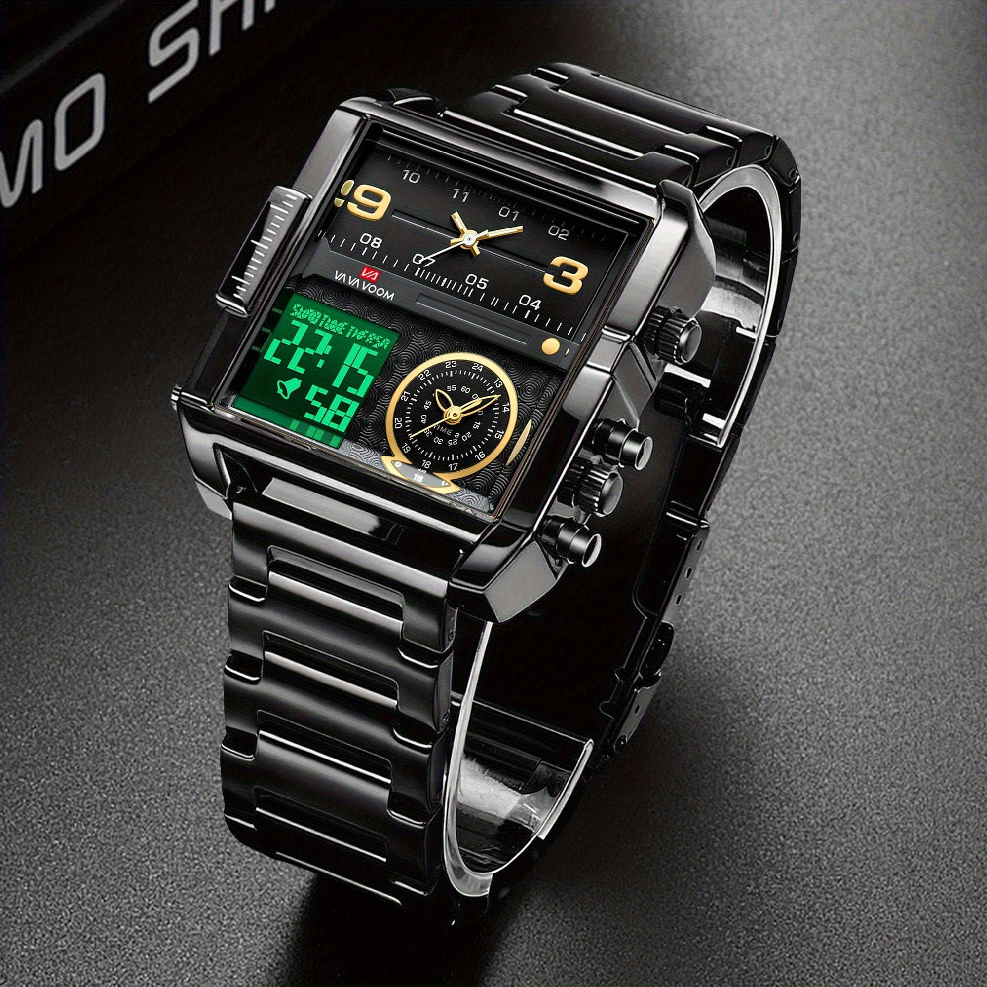 

VA VA VOOM Multifunctional Large Dial Men’s Digital Watches with Alarm/Stopwatch/Week/Date/24-Hour Display/Luminous Features Business Outdoor Watch чёрный