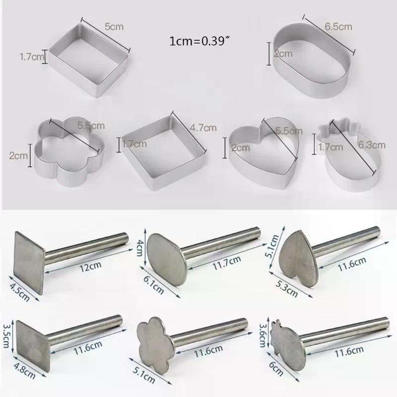 Rectangle Shape PineApple Cake Pie Biscuit Cutter Mold Stainless Steel Pulburon Molder With Pusher Cake Decorating Tools