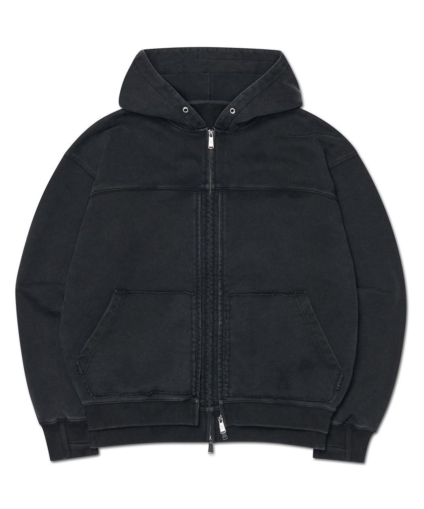 Nomanual R.P Layer Hooded Zip-Up - Washed Black