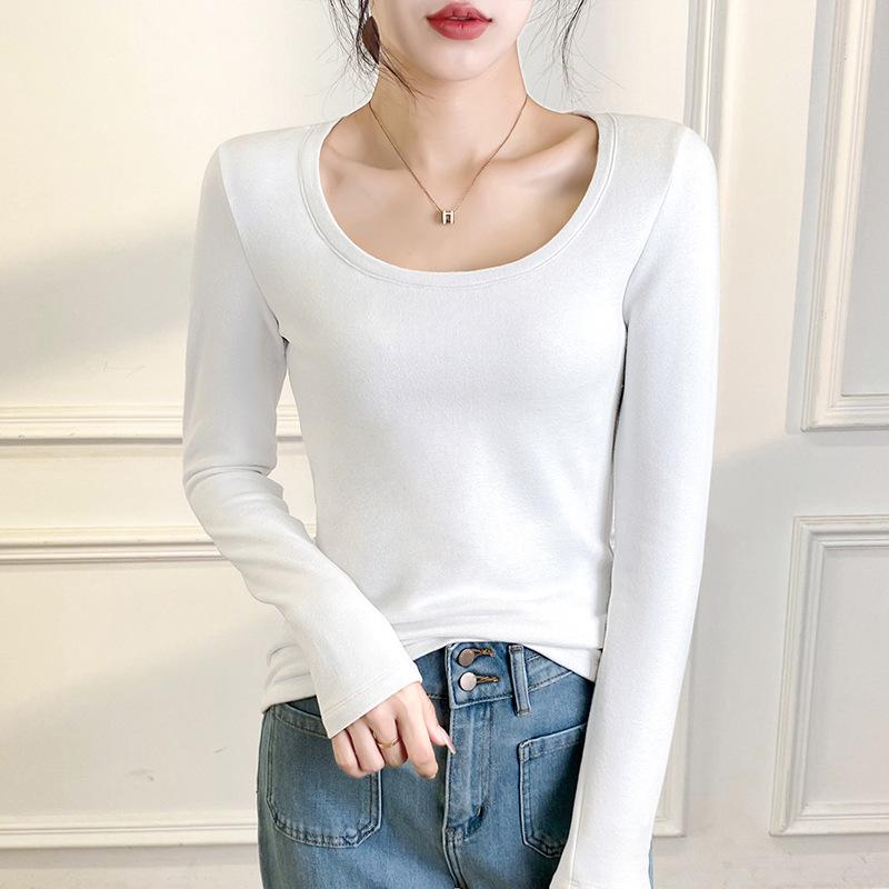 

Термобелье женский топ флис утолщенный базовый слой новая осенняя одежда S белый