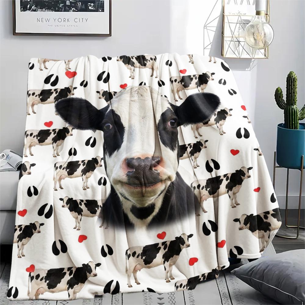 1 ks flanelová deka s potiskem kreslených zvířátek, Vysoká kvalita, Pro všechna roční období, Domácí dekorace, Teplo a pohodlí, Perfektní jako vánoční dárky