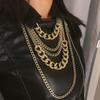 Fashion Hip Hop Jewelry Exaggerated  Multi-layer Punk Choker Thick Curb Chain Pendant Necklace