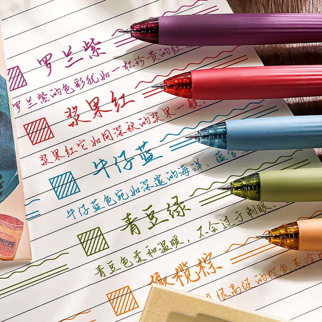 5 Colors Retractable Gel Pen 0.5mm Neutral Pen Signature Pen School Supplies