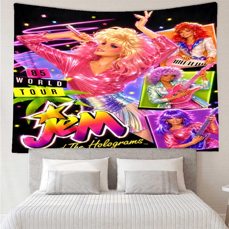 Jem Anime Characters Quick-Dry Tapestry Hanging for Bedroom,Livingroom, Playroom,Decor Art Room Wall Tapestry Holiday and Birthday Gifts
