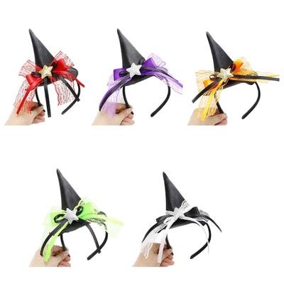 Cool Witch Hat Headband with Red Lace Dark Witch Party Decorations Props