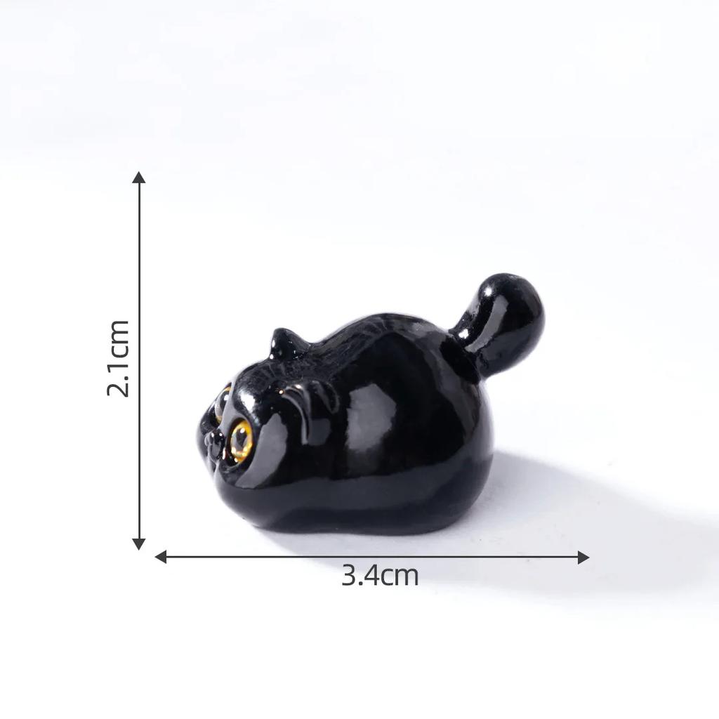 5 Stück Schwarze Katze Ornament Mini-Figuren Miniatur Harz Niedliches Kätzchen Mikro-Landschaft Handwerk Kleine Ornamente Desktop-Dekoration